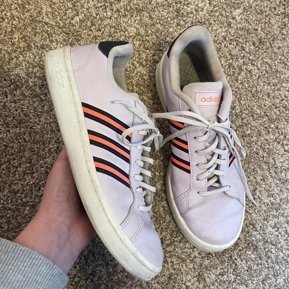Adidas Womens Grand Court Purple pink Tennis Sneakers Shoes 10 retro street wear
